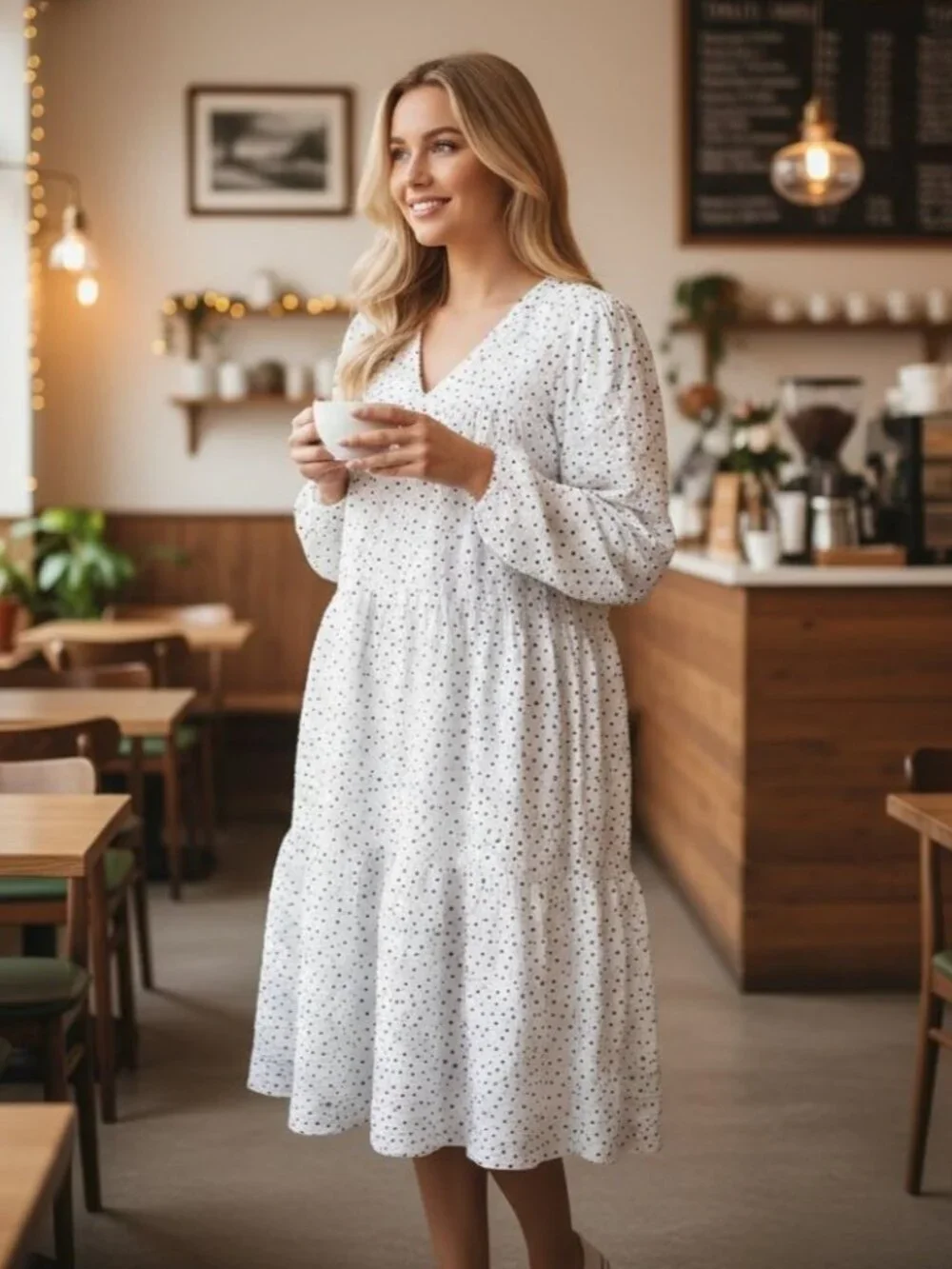 ASOS White Black Polka Dot Tiered Midi Dress Size US 8 UK 12